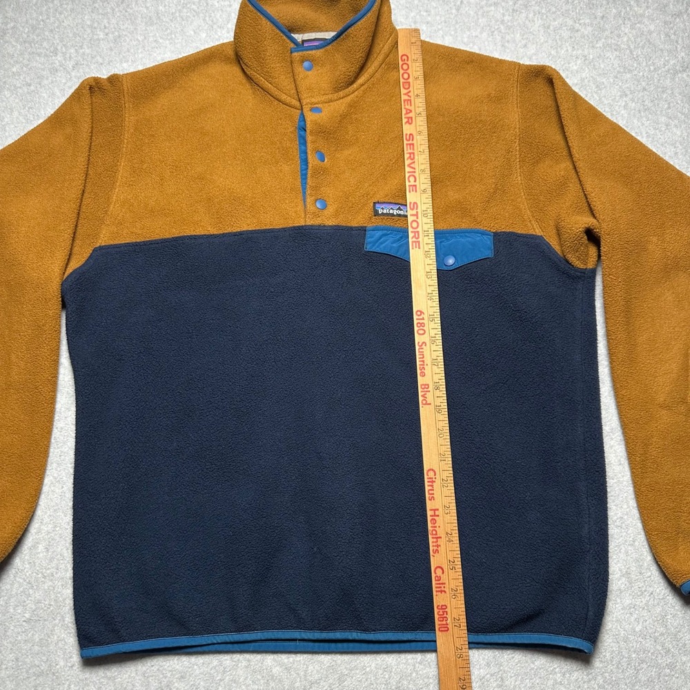 Patagonia Synchilla Snap-T Fleece Pullover Mens Medium Yellow Navy Blue - Picture 6 of 8